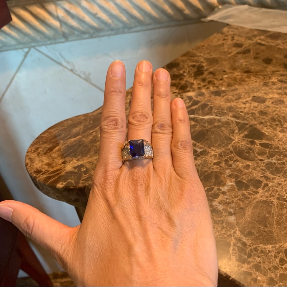 Vintage FADI 925 China blue stone ring